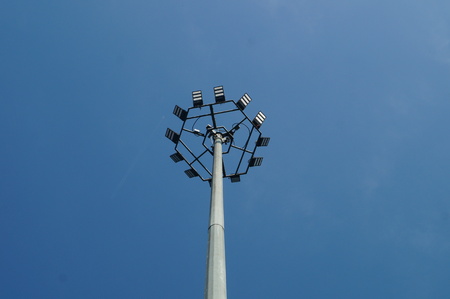 Telegraph poles and street lampの写真素材