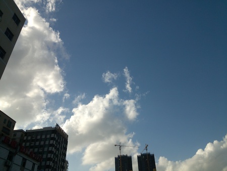 Sky and City Buildingのeditorial素材