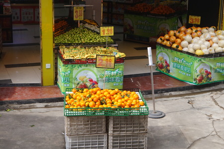 Fruits on the deskの写真素材