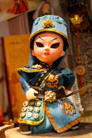 Close-up of small silk  lifelike decorative dollのeditorial素材