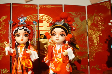 Close-up of small silk wedding lifelike decorative dollのeditorial素材