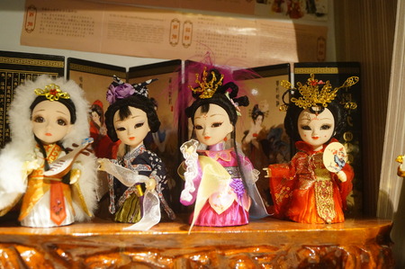 Close-up of small silk lifelike decorative dollのeditorial素材