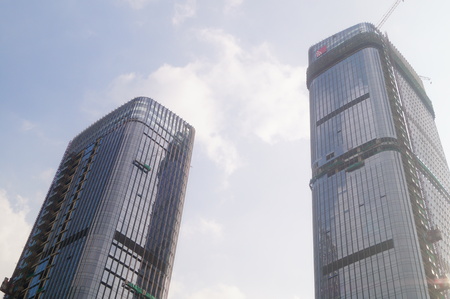 Modern skyscrapers in a cityのeditorial素材