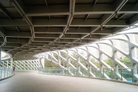 The pedestrian bridge landscape architecture, in Shenzhen, China.のeditorial素材