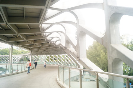 The pedestrian bridge landscape architecture, in Shenzhen, China.のeditorial素材