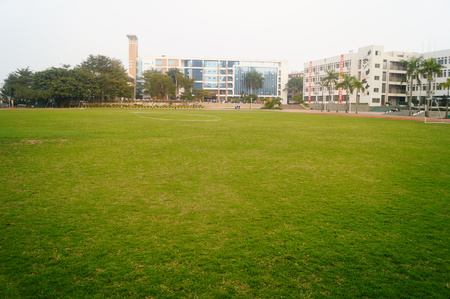 School football field landscape. In Shenzhen, china.のeditorial素材