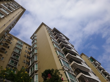 Residential building landscape, in Shenzhen, Chinaのeditorial素材