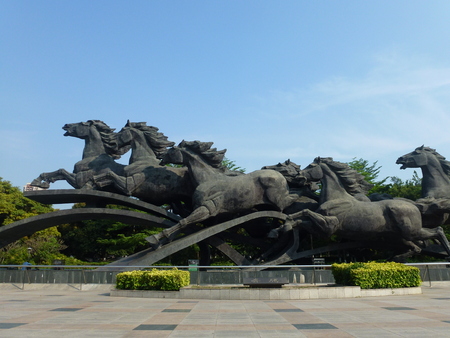 The sculpture landscape of the horse.の写真素材
