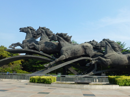 The sculpture landscape of the horse.の写真素材