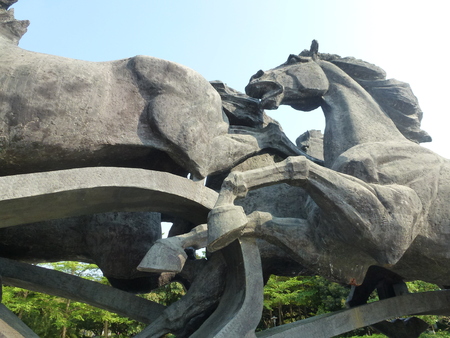 The sculpture landscape of the horse.の写真素材
