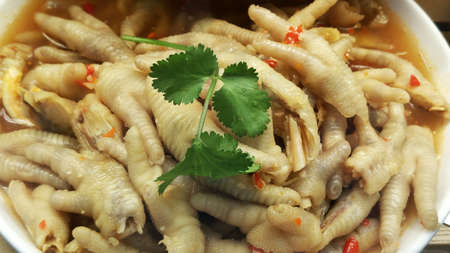 Spicy delicious food with duck feet and chicken feetの写真素材