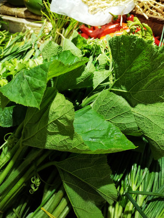 Vegetables for sale in the market, closeup of photoの写真素材