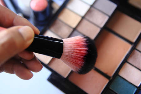 brush for makeup with blush on