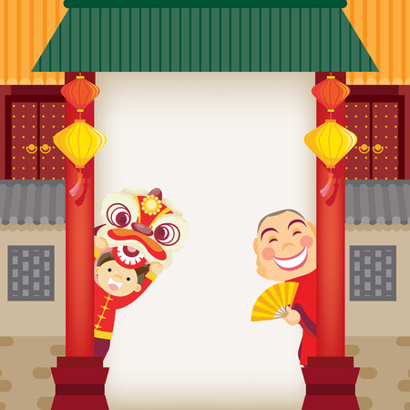 Chinese new yearLion Danceのイラスト素材