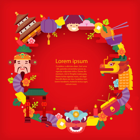 Chinese new year greeting cardのイラスト素材