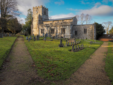 The Church of St Mary the Virgin, Bishopstone, which originates from Norman times, Oxfordshire, UKの写真素材