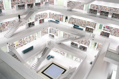 Interior view of a modern public libraryのeditorial素材