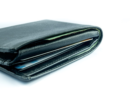 black wallet on white background isolateの写真素材