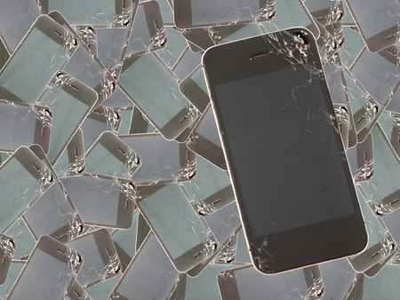broken screen phone for backgroundの写真素材