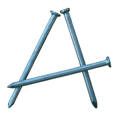 concrete nail alphabet font on white background isolated with clipping pathの写真素材