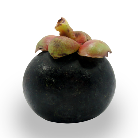 close up Mangosteen isolated on a white background with clipping pathの写真素材