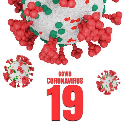Banner illustration covid19 Coronavirus outbreak background,medical health risk concept with disease cells ,selective focus,3D Renderの写真素材