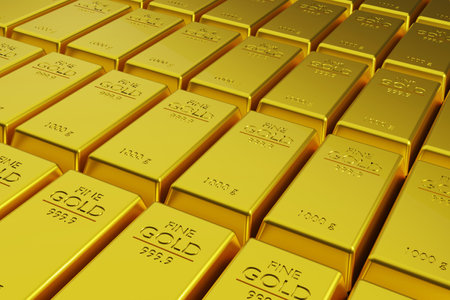 Fine Gold bars net 1000 gram,3d rendering,illustrationの写真素材