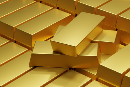 Stack of Fine Gold bars wealthy concept ,3d rendering,illustrationの写真素材