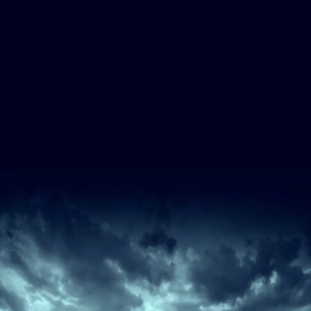 Dark blue night sky with clouds background. Realistic Vector