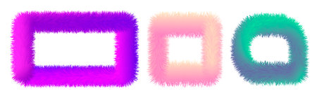 Set of colorful fur frames isolated. Vector illustration for decorationのイラスト素材
