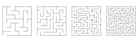 Set Of Vector Mazes. Square Labyrinth Illustrationsのイラスト素材
