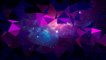 Trendy polygonal space background. Colorful geometric galaxyのイラスト素材