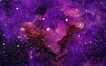 Cosmic illustration. Beautiful colorful space background. Watercolor