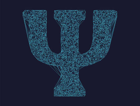 Vector polygonal Psi symbol isolated on dark backgroundのイラスト素材