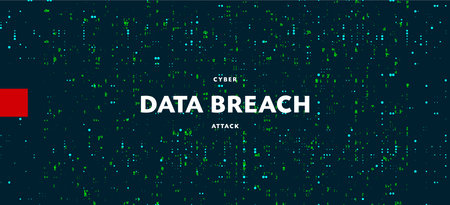 Data breaches illustration with text on dark greenのイラスト素材