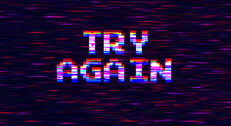 Pixel art space background with message Try Again vectorのイラスト素材