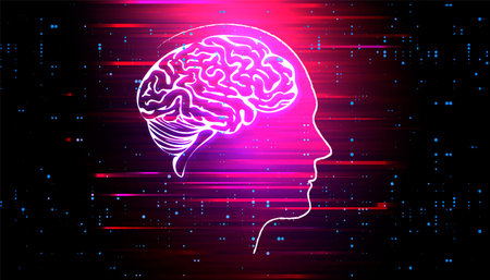 Human brain visualization. Futuristic Artificial intelligence concept. Cyber mind aestheticのイラスト素材