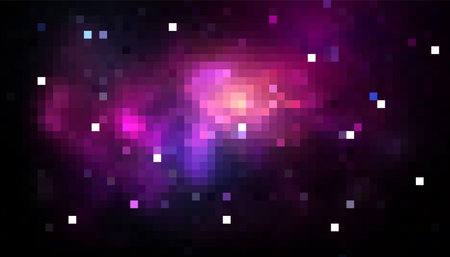 Vector pixel art background with spaceのイラスト素材