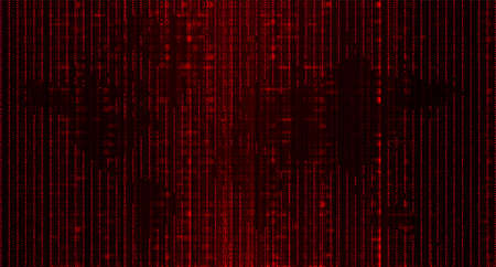 Abstract Technology Binary Code Dark Red Background. Cyber Attack, Ransomware, Malware, Scarewareのイラスト素材