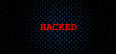 Abstract Technology Binary Code Dark Red Background. Cyber Attack, Ransomware, Malware, Scarewareのイラスト素材