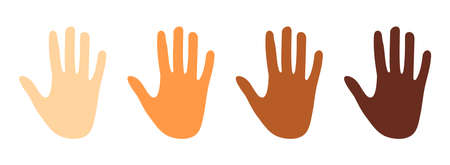 Colorful hands silhouettes vector. Diversity conceptのイラスト素材