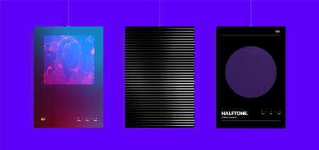 Minimal covers design. Colorful halftone gradients. Trendy geometric