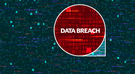 Abstract Technology Binary Code Dark Red Background. Cyber Attack, Ransomware, Malware, Scarewareのイラスト素材