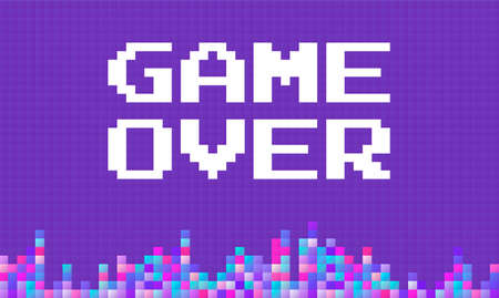 Pixel art 8-bit background in purple colorのイラスト素材