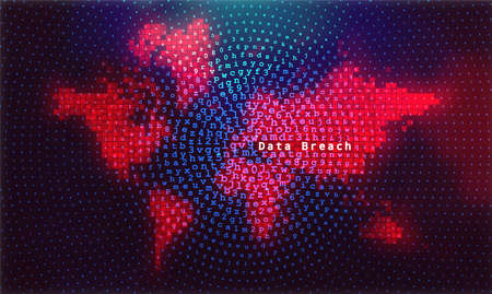 Cyber attack background with map of the world. Hacking conceptのイラスト素材