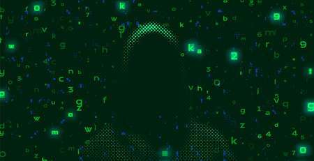 Computer hacker on abstract binary code background. Hacking
