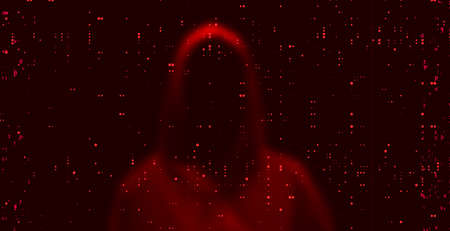 Computer hacker on abstract binary code background. Hackingのイラスト素材