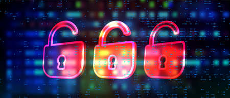 Internet cyber security background. Digital cyberspace with lock vector illustration