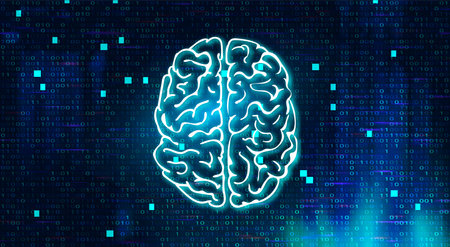 Human brain visualization. Futuristic Artificial intelligence concept. Cyber mind aesthetic