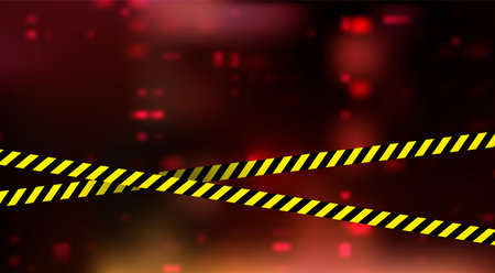 Digital Dark Red Background with Warning Ribbon. Data Breach Conceptのイラスト素材